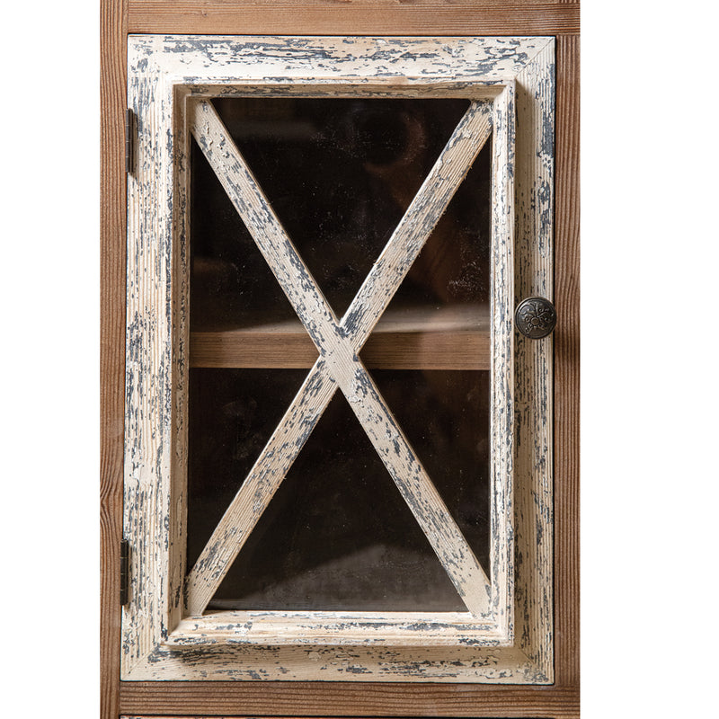 Rustic Wooden Cabinet with Distressed White Accent