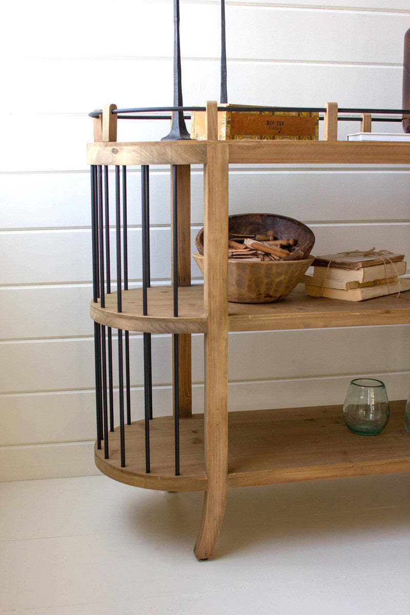 Farmhouse Three-Tiered Wooden Shelving Unit