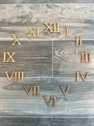 2 Inch Roman Numeral Metal Clock set - Rusty or Natural Steel