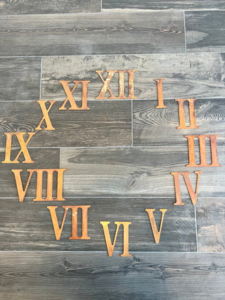 5 Inch Roman Numeral  Metal Clock Number Set - Rusty or Natural Steel
