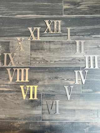 4 Inch Roman Numeral Metal Clock Set - Rusty or Natural Steel