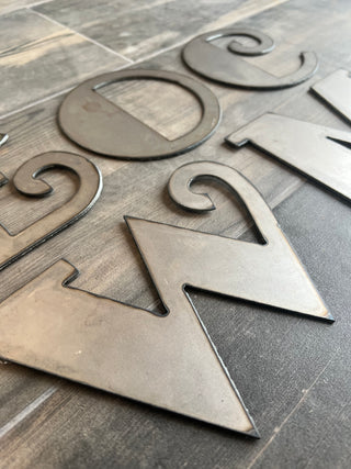 2 Inch Metal Letters and Numbers - Rusty or Natural Steel