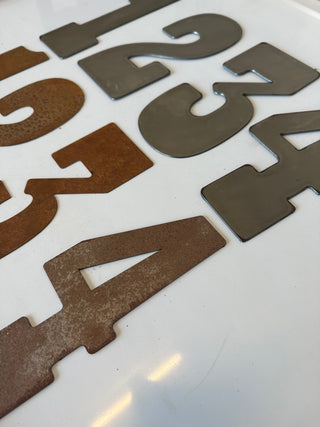 8 Inch Metal Clock Number Set - Rusty or Natural Steel Finish