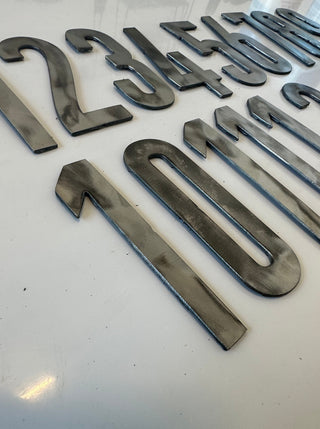 6 Inch Metal Clock Number Set - Rusty or Natural Steel Finish