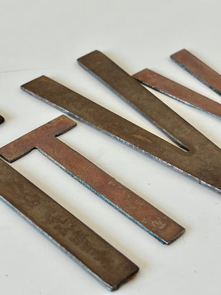 2 Inch Metal Letters and Numbers - Rusty or Natural Steel Finish