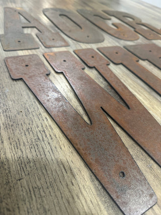 5 Inch Metal Letters and Numbers - Rusty or Natural Steel Finish