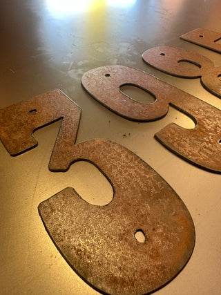 10 Inch Clock Number Set - Includes Numbers 1-12 - Rusty or Natural Steel