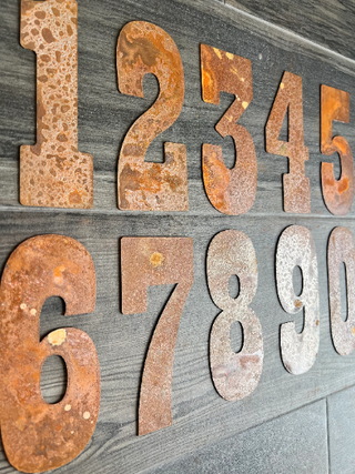 10 Inch Clock Number Set - Includes Numbers 1-12 - Rusty or Natural Steel