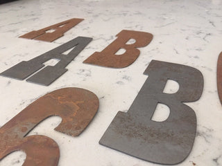 12 Inch Metal Letters and Numbers - Rusty or Natural Steel