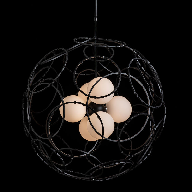 Large Hand Crafted Steel Orb Pendant Light