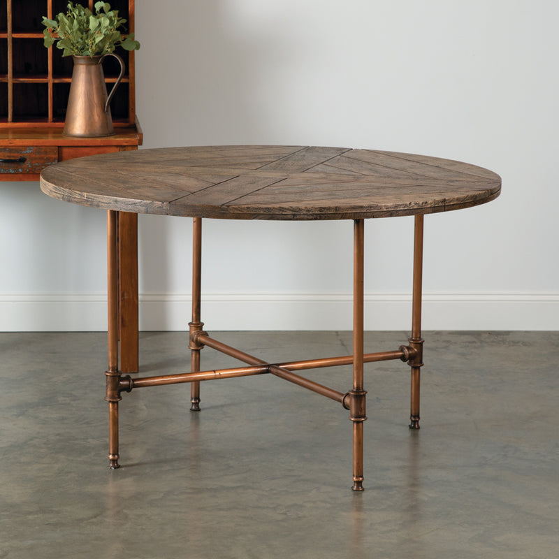 Rustic Farmhouse Table with Copper Finish