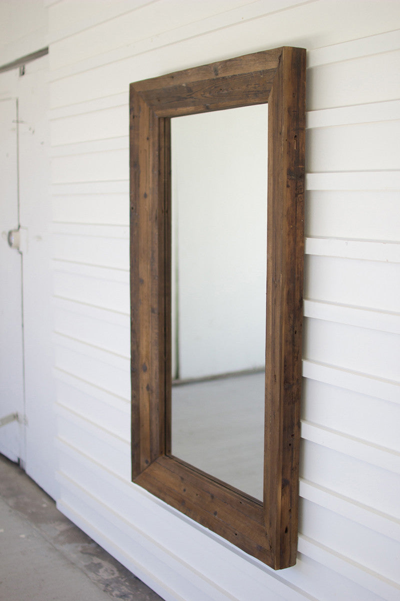 Farmhouse Mirror with Rustic Wooden Frame