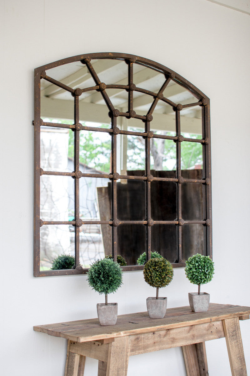 Rustic Farmhouse Mirror with Unique Iron Frame
