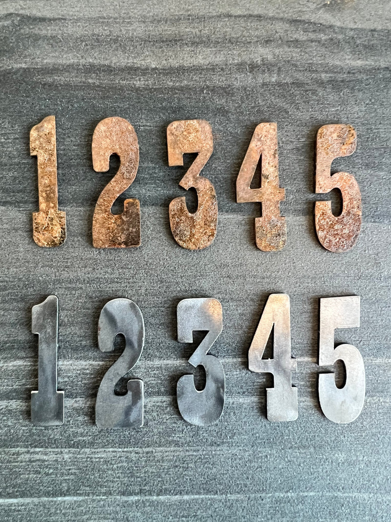 1.5 Inch Metal Numbers and Letters-Rusty or Natural Steel Finish