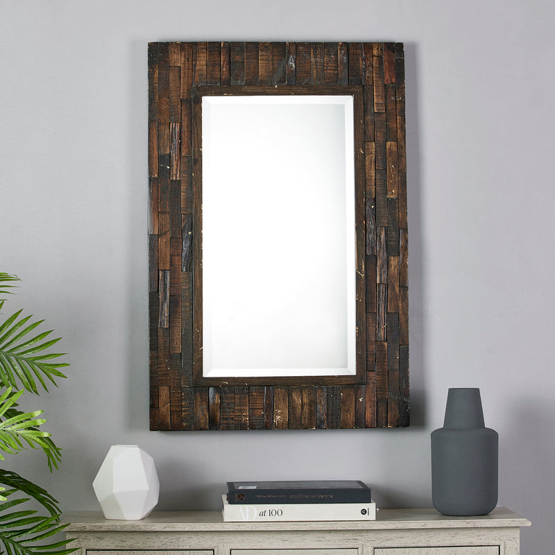 Large Farmhouse Mirror with Recycled Wood Frame