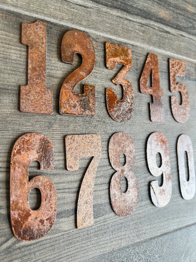 Rustic BROWN Cast Iron Metal House Numbers Street Address 4 INCH Phone #'s 6