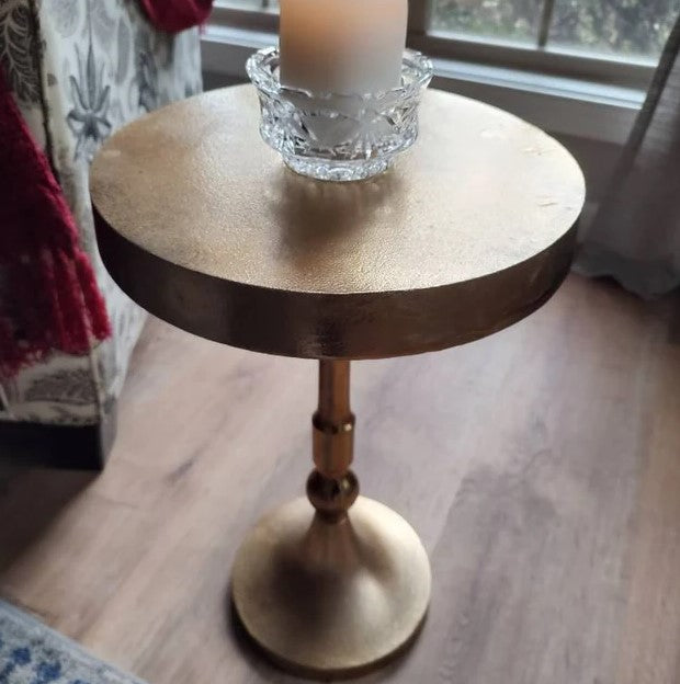 Metal Accent Table in Antique Gold Finish