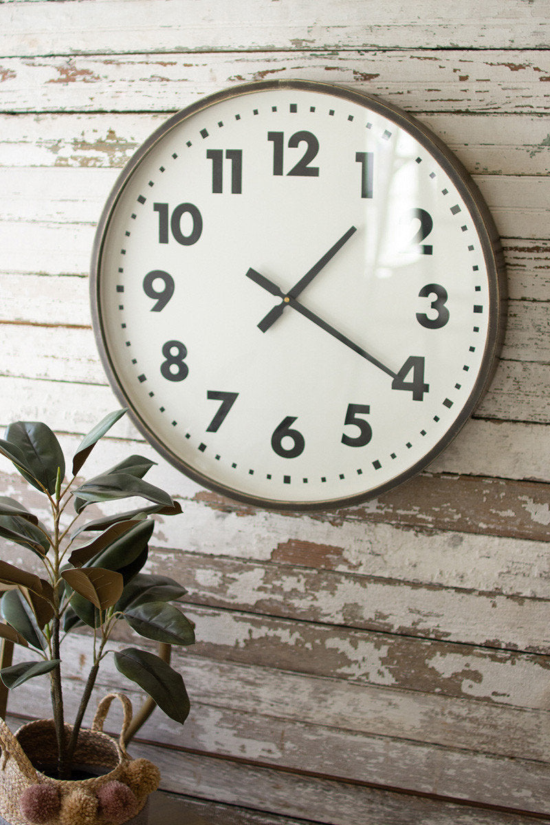 Large Round Black and White Wall Clock