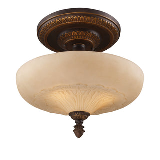 Restoration 15'' Wide 3-Light Semi Flush Mount - Antique Golden Bronze