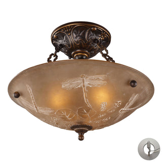 Restoration 16'' Wide 3-Light Semi Flush Mount - Antique Golden Bronze