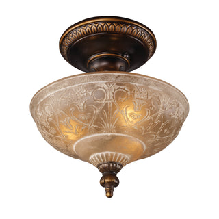 Restoration 12'' Wide 3-Light Semi Flush Mount - Antique Golden Bronze