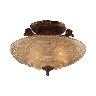 Restoration 16'' Wide 3-Light Semi Flush Mount - Antique Golden Bronze