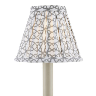 Block Print Gray Pleated Chandelier Shade