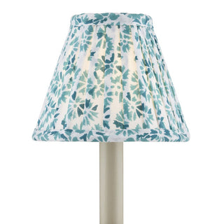 Block Print Green Pleated Chandelier Shade