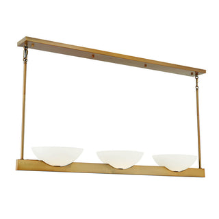 Fallon 3-Light Linear Chandelier in Warm Brass Warm Brass