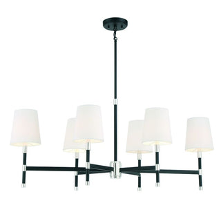 Brody 6-Light Linear Chandelier in Matte Black with Polished Nickel Accents Matte Black with Polished Nickel Accents