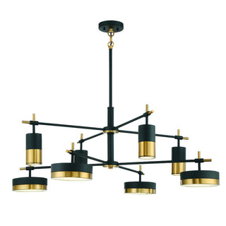 Ashor 8-Light LED Chandelier in Matte Black with Warm Brass Accents Matte Black with Warm Brass Accents