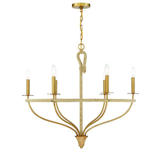 Charter 6-Light Chandelier in Warm Brass and Rope Warm Brass and Rope