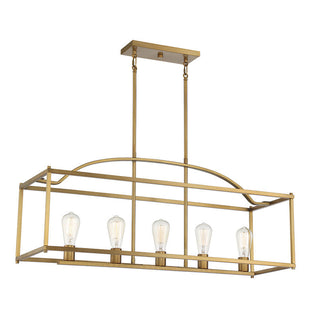 Palladian 5-Light Linear Chandelier in Warm Brass Warm Brass