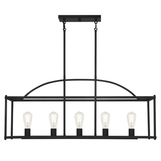 Palladian 5-Light Linear Chandelier in 
Matte Black Matte Black