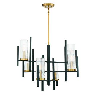 Midland 6-Light Chandelier in Matte Black with Warm Brass Accents Matte Black with Warm Brass Accents