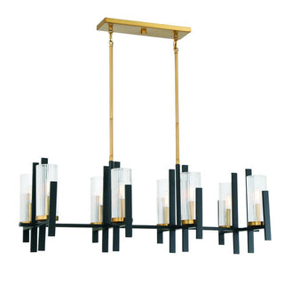 Midland 8-Light Linear Chandelier in Matte Black with Warm Brass Accents Matte Black with Warm Brass Accents