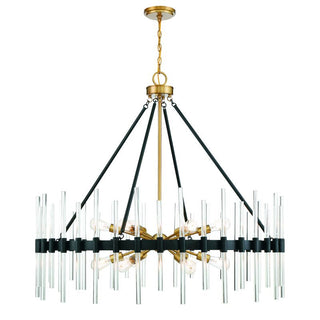 Santiago 12-Light Chandelier in Matte Black with Warm Brass Accents Matte Black with Warm Brass Accents