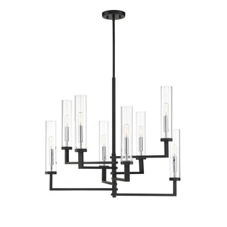 Folsom 8-Light Adjustable Chandelier in Matte Black with Polished Chrome Accents Matte Black with Polished Chrome Accents