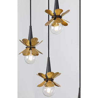 Portinatx 9-Light Linear Chandelier in Satin Black with Hammered Gold by Breegan Jane