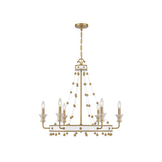 Iris 6-Light Chandelier in White with Warm Brass Accents White with Warm Brass