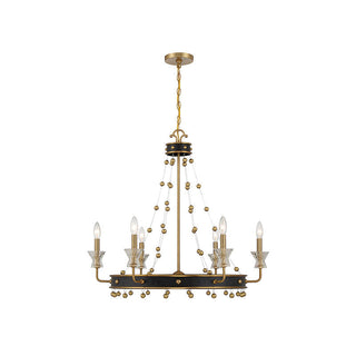 Iris 6-Light Chandelier in Matte Black with Warm Brass Accents Matte Black with Warm Brass