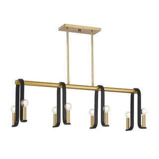 Archway 8-Light Linear Chandelier in Matte Black with Warm Brass Accents Matte Black with Warm Brass