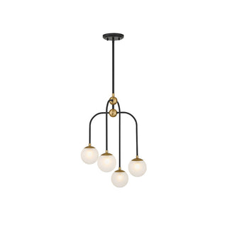 Couplet 4-Light Chandelier in Matte Black with Warm Brass Accents Matte Black with Warm Brass