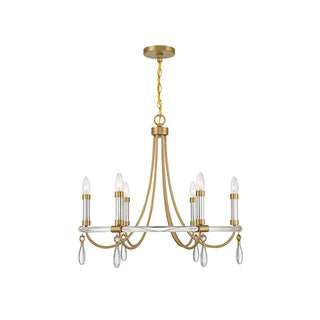 Mayfair 6-Light Chandelier in Warm Brass and Chrome Warm Brass and Chrome