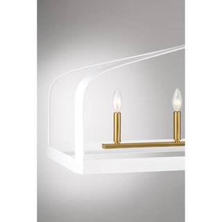 Sheffield 5-Light Linear Chandelier in White with Warm Brass Accents