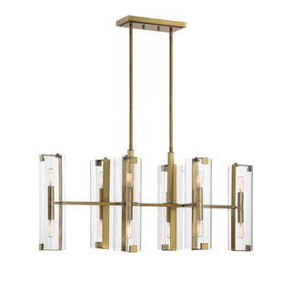 Winfield 12-Light Linear Chandelier in Warm Brass Warm Brass