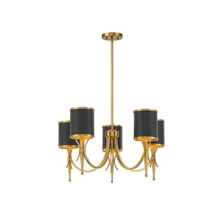 Quincy 5-Light Chandelier in Matte Black with Warm Brass Accents Matte Black with Warm Brass