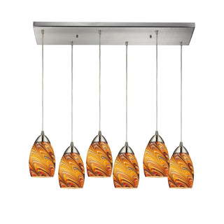 Vortex 30'' Wide 6-Light Pendant - Satin Nickel