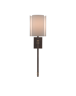 Rocher Bronze Wall Sconce, White Shade