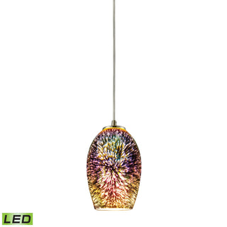 Illusions 5'' Wide 1-Light Pendant - Satin Nickel with Multicolor Fireworks Glass (LED)